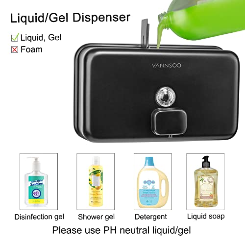 Wall Mounted Commercial Soap Dispenser Bathroom, Horizontal Black - color: Horizontal Black
