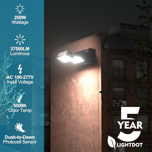 Lightdot 250W Wall Pack LED Exterior Light, Dusk to Dawn 2Pack - style: Adjust 250W