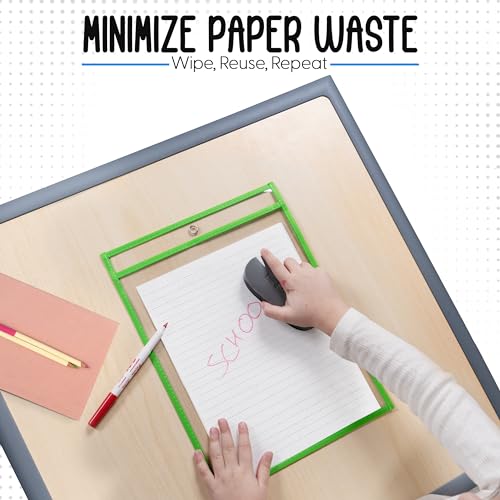 Essex Wares - 6 Pack, Pastel Colors Dry Erase Pockets, 10" W x 13.5" T - color: Pastel Colors