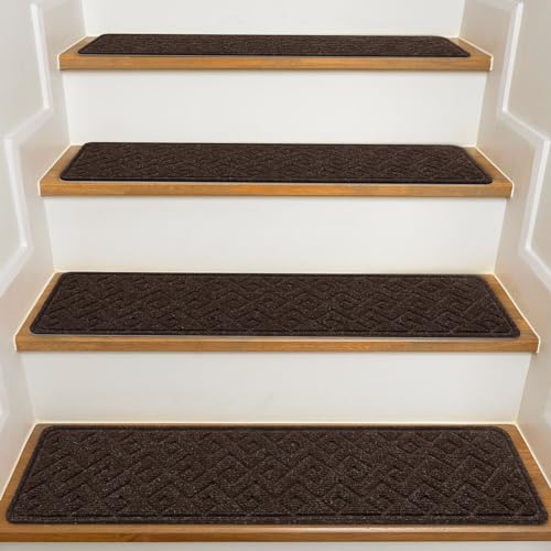 Stair Treads for Wooden Steps Indoor, KOOTETA 15 Pack 8" X 30" Non Slip - color: Brown-n, size: 8" x 30"