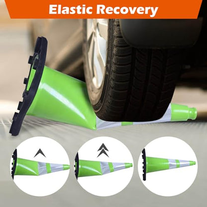 8-Pack 28" Green Cones - Reflective for Road/Construction - color: Green, size: 28inch