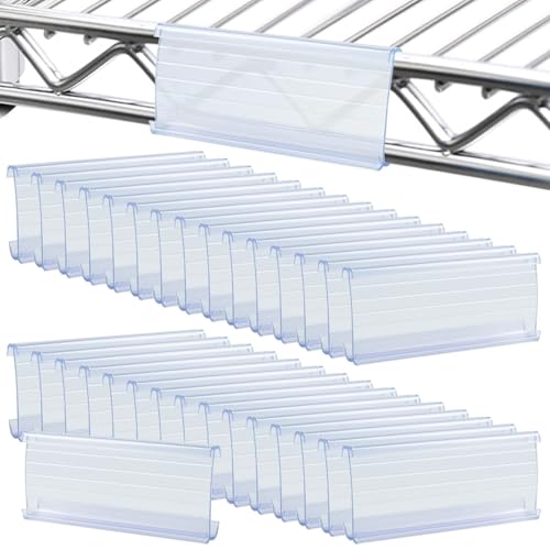 38 Pack Wire Shelf Label Holder, 3 inch Shelf Labels, Shelf Clips for Metal Shelving(Paper Insert Not Included)