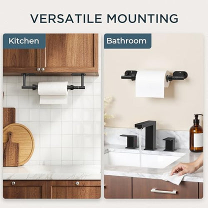 FORIOUS Paper Towel Holder Under Cabinet, One Hand Tear, Matte Black - color: Mattle Black