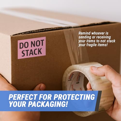 Do Not Stack Labels, Fluorescent Pink, 2 x 3 inch - color: Fragile Do Not Stack - Pink, size: 1 Roll