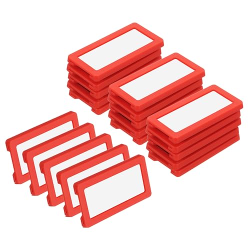 uxcell 20 Pcs Magnetic Label Holders, 2.4 x 1.2 Inch Data Card Holder with Paper Cards and Protective Films for Shelf White Board Toolbox Metal Wall Cabinet Drawer, Red - color: Red, size: 2.4 x 1.2 Inch