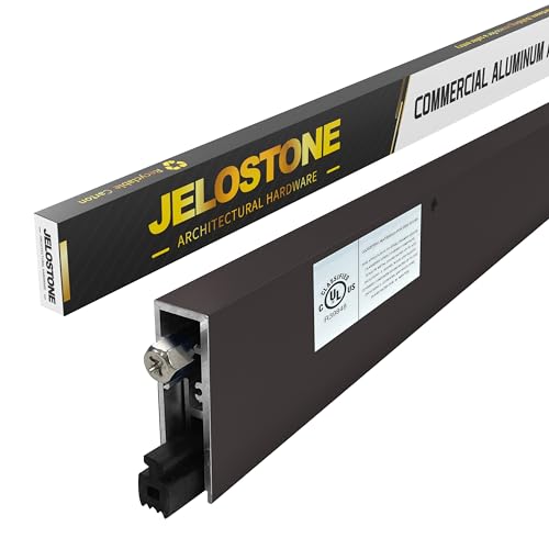 36" Fire Rated Commercial Automatic Door Bottom, Dark Bronze Anodized Aluminum, 5/8" W x 1-7/8" H, Surface Applied or Semi-Mortise, JS-4131RL - color: DARK BRONZE ANODIZED, size: 36''