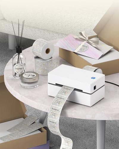 MUNBYN 2 Inch White Round Shell Texture Thermal Labels, 500 Labels/Roll - color: Gold White, size: 2"