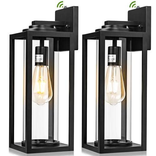 FILIYANO Large Dusk to Dawn Outdoor Wall Lights, 16 Inch, Modern, 2 Pack - color: Black (Dusk to Dawn Sensor), size: 16 inch