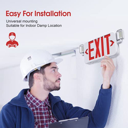 Exit Sign with Emergency Lights Battery Backup, Hardwire AC120/277V, 2PCS - size: 2Pack