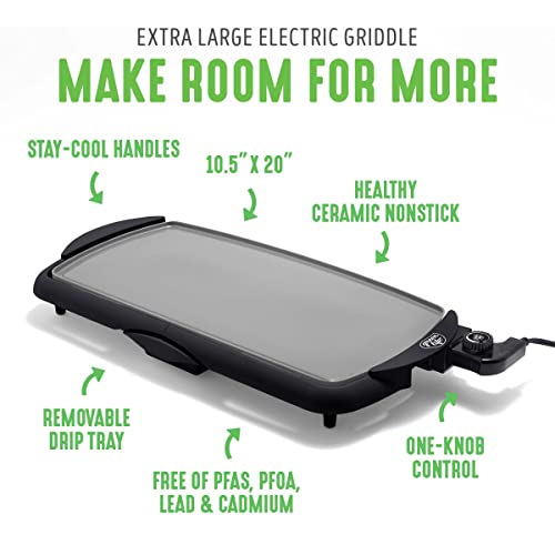 GreenLife 20" Extra Large Electric Griddle, Graphite - color: Graphite Black