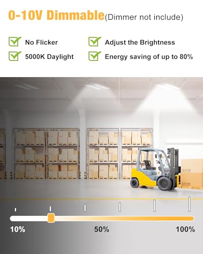 210W LED Linear High Bay Light with PIR Sensor，LED High Bay Shop Lights Fixture, Compatible with Industrial 120-277V, LED Linear High Bay Light for Shop Garage Warehouse