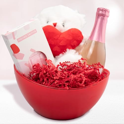 Art Secret Crinkle Cut Paper Shred Filler for Packing and Filling Gift Baskets - 2 LB (Red) - color: Red