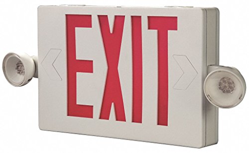Cooper Lighting APCH7R Self Powered Combination Exit Sign with LED Heads (2) LED White Housing Red Letter Sure-Lites