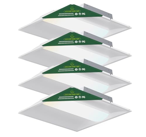 YXL 2x2 LED Troffer Light, 5CCT Switch LED Drop in Ceiling Light for Dropped Ceiling,5400/4725/4050/3375/2700 Adjustable Lumens, 6500K/5000K/4000K/3500K/3000K Color Temperature, Dimmable 0-10V,ETL - size: 2x2 FT-4Pack