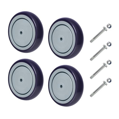 5" Wheels for Cart, 3/8" Axle Shopping Cart Wheels Replacement, Set of 4 Rubber Caster Wheels for Supermarket Grocery Retail Stores (4 Wheel,Purple) - style: Purple (3/8'' Bore)