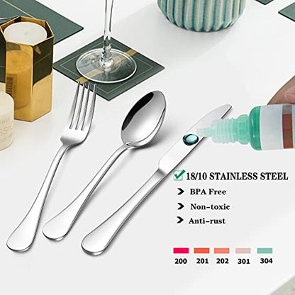 LIANYU 20-Piece 18/10 Flatware Set, Stainless Steel Fancy Silverware Cutlery Set for 4, Tableware Eating Utensils for Restaurant Wedding, Dishwasher Safe, Mirror Polished - style: Round Edge
