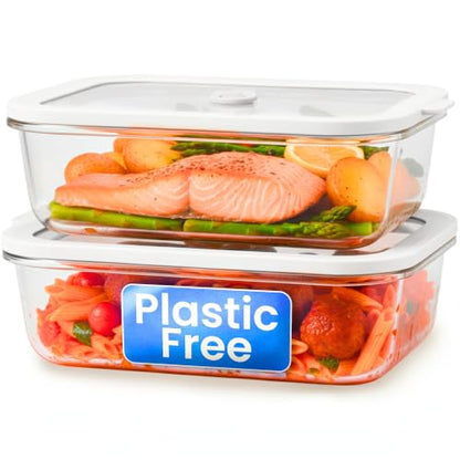 Non-Toxic Glass Food Containers with Lids, 2-Pack, 50 oz, Airtight, Gray - color: Gray, size: 50 Oz
