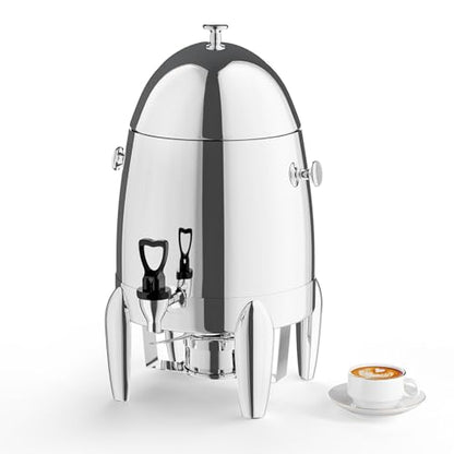 ROVSUN 3 Gallon/12L Beverage Dispenser, Stainless Steel Coffee Chafer Urn with Fuel Holder, Drink Dispenser with Stand Ice Container Spigot, Hot & Cold Drinks for Party Catering Buffet Banquet, Silver - color: Silver