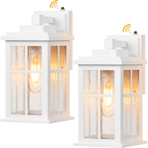 VIANIS 2-Pack White Dusk to Dawn Outdoor Porch Lights Wall Mount - color: White, size: 2-Pack