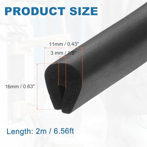 PATIKIL Rubber Edge Trim, 1/8"(3mm) x 6.6Ft Length EPDM U Channel Edge Protector U Shaped Gasket for 2-4mm Mirror Glass Protector, Black (11x16mm) - color: Black, size: 1/8"x6.6Ft(2-4mmx11x16mm)