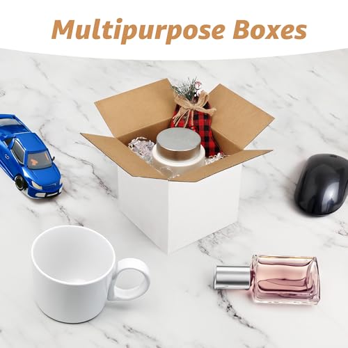 Calenzana 4x4x4 Shipping Boxes Set of 40, White Corrugated Cardboard Box for Mailing Packing Gifts Small Business - size: 4x4x4, style: 40 Pack