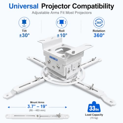 Low Profile Projector Ceiling Mount, 33lb Max, Universal, 4.7" - color: Black, size: 3.35inch
