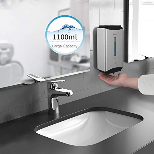 AIKE Heavy Duty Automatic Soap Dispenser,37oz for Bathroom,Brushed Steel - color: Brushed Stainless Steel