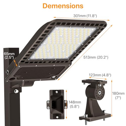 400W LED Parking Lot Light: 60000LM, 5000K 150LM/W, Adjustable Arm - size: 400W Adjustable Arm Mount