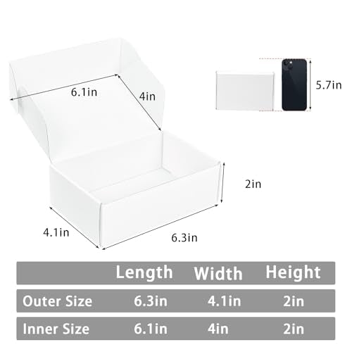 White Shipping Boxes Small 6x4x2 Inches, 45 Pack Corrugated Cardboard Mailer Boxes for Packaging Small Business Mailing Gift - color: White, size: 6x4x2"-45 Pack