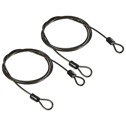 PATIKIL Security Steel Cable 2.5mm x 1m/3.28ft Coated Luggage Lock Wire Rope with Double Loop Black 2 Pack - color: Black, size: 2.5mmx1m