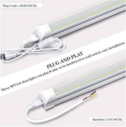 10 Pack 8Ft LED Shop Lights, 100W 15500LM 6000K T8 96" Garage Lights