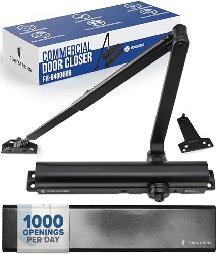 FORTSTRONG Commercial Door Closer - FS-8400 HOB - Heavy Duty Adjustable Grade 1 Standard Automatic Door Closing Hinge - ADA Compliant - Hold Open Function-Black Finish - color: FH-8400HOB