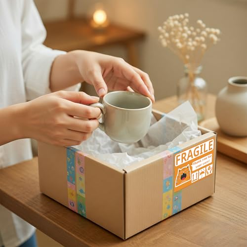 Funny Fragile Stickers for Shipping 3x2 Inch, 500 Pcs Cry Meme Design, Thank You Do Not Drop - Strong Adhesive Warning Labels for Moving Boxes, Packaging, Mailers, Cartons & Fragile Items (1 Roll) - style: Cat Cry Meme