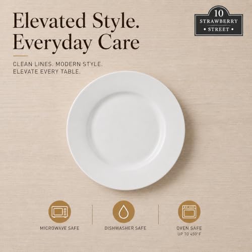 10 Strawberry Street 6" Catering Round Appetizer Plate, Set of 12,White - size: 6" Appetizer, style: Round