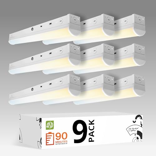 ASD 2ft LED Linear Strip Light Fixture, Emergency Battery Backup 9 Pack - color: White Emergency, size: 2FT