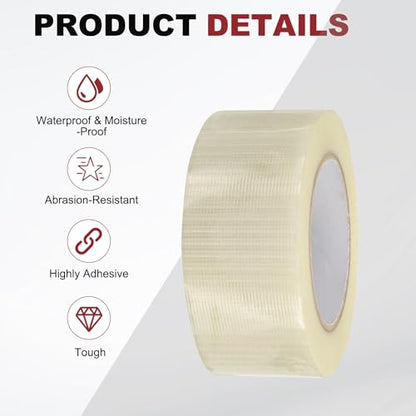 uxcell Filament Strapping Tape 3/8" x 54.7 Yards 5.9 Mil Heavy Duty Mesh - size: 3/8 Inch x 54.7 Yards 5.9 Mil
