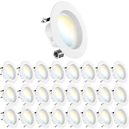 Sunco 24 Pack 4 Inch Retrofit LED Recessed Can Lights, 5CCT, 11W=40W - size: 4"