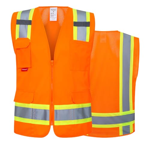 ProtectX High Visibility ANSI Class 2 Safety Vest with 7 Pockets - color: Orange, size: 3X-Large