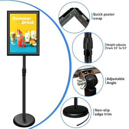 11x17 Pedestal Sign Stand, Adjustable Floor Standing Display Holder