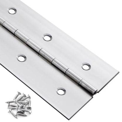 Heavy Duty Piano Hinge 48 Inch x 3 Inch, 0.060" Leaf Thickness - color: Silver, size: 48 Inch