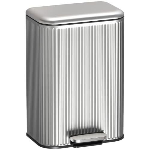 Arlopu Kitchen Trash can, Stainless Steel Garbage Can, 13 Gal Garbage Bin - color: Silver