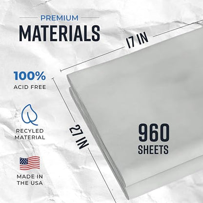 Packing Paper Sheets for Moving | 960 Sheets | 27" x 17" | 30 lb | Made in USA | Newsprint Paper | Must Have in Your Moving Supplies - size: 27" x 17" (960 Sheets)