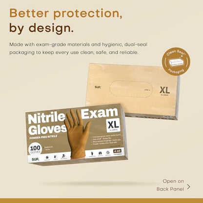 Supmedic SUP Exam Plus® Nitrile Gloves, Powder-Free Disposable, Trail Tan - color: X-large (Trail Tan 1000)