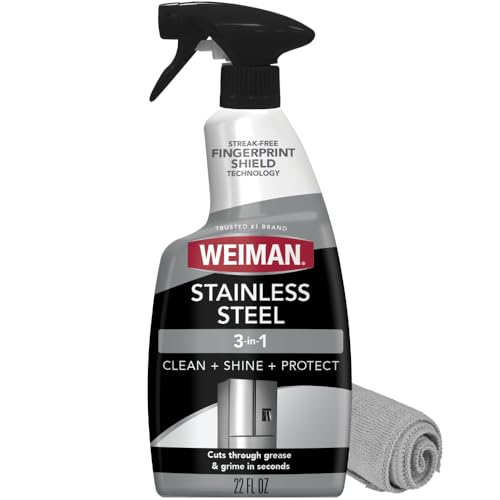 Weiman Stainless Steel Cleaner & Polish Spray with Cloth, Anti-Fingerprint - size: 22 Fl Oz (Pack of 1)