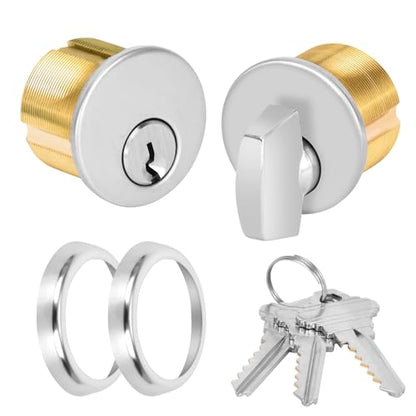 Commercial Mortise Lock Cylinder, Silver, with Thumbturn - color: Silver