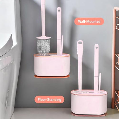 Toilet Brush Set, Bathroom Accessories, Toilet Bowl Cleaners, Deep Cleansing Multifunctional Hanging Toilet Brush Set for Bathroom(Cherry Blossom Pink) - color: Cherry Blossom Pink