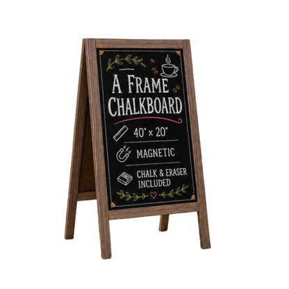 Ilyapa A Frame Chalk Board Easel Sign 40x20 in - Sandwich Signs Outdoor - color: Rustic Natural Wood
