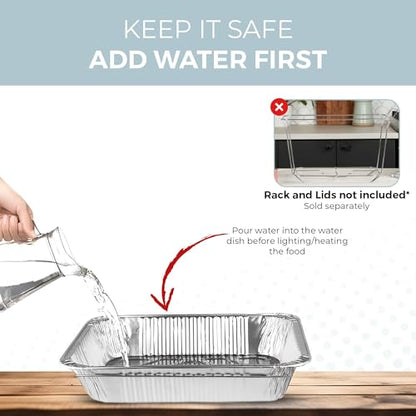 Alpha Living 6 Pack Refill Kit - Disposable Chafing Dish Buffet Set, Welded Body Food Warmers for Parties, Fuel Cans, Half Size Pans, Warming Trays - size: Refill Kit (No Racks)