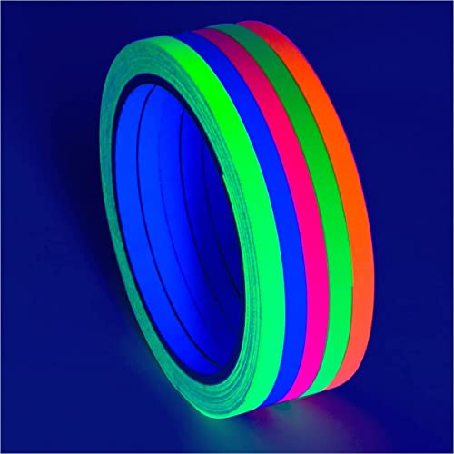 Glow King Blacklight Reactive Glow Tape | Premium UV Fluorescent Neon Party Gifts for Events | Multipurpose Luminous Colored Tape for Room Decoration | Glow in the Dark Cloth Tape – 0.25 in x 30 ft - size: Narrow - 0.25" x 30'