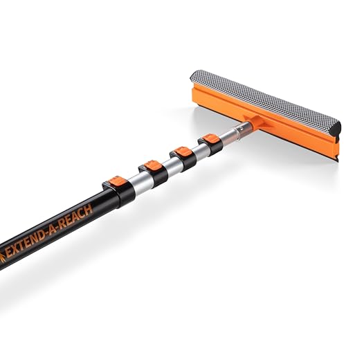 5-18 ft Window Washer Squeegee Kit with Extension Pole (24+ Foot Reach) - size: 18 feet